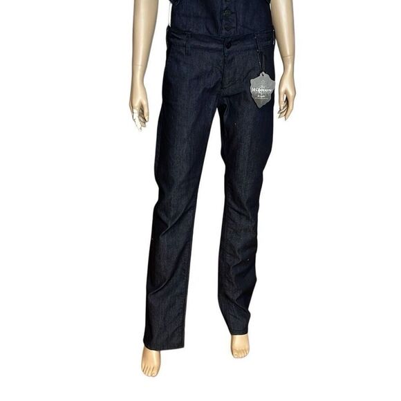 NWT J & Company Raw Denim Suspender Pants Straight Leg Size 28 - Picture 3 of 16